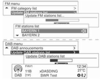 Menu FM/AM/DAB Aktualizacja listy stacji FM/AM/DAB