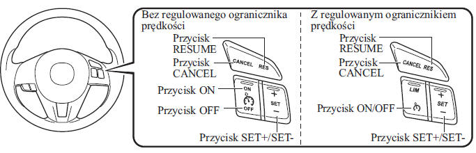 Przycisk sterowania tempomatem